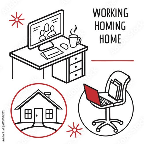 Working from home remote work telecommute home office desk