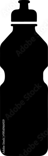 Vector black silhouette of a sports water bottle