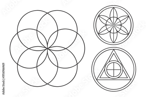 Sacred geometric patterns with circles and triangles sacred geometry shapes