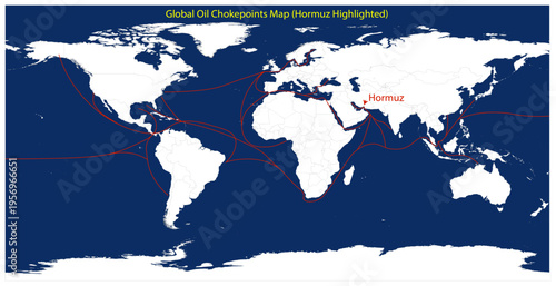 World Oil Trade Route Global Oil Chokepoints Map with Strait of Hormuz Highlighted – Energy Transport Routes