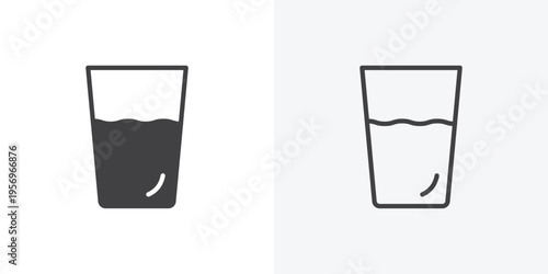 Water glass icon vector sign symbol isolated on white. Stroke and clipart style