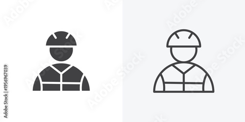 Worker icon vector sign symbol isolated on white. Stroke and clipart style