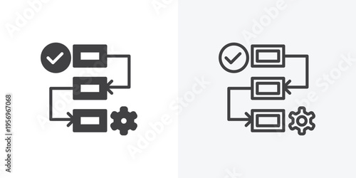 Workflow process icon vector sign symbol isolated on white. Stroke and clipart style
