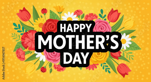 Happy Mother's Day floral banner vector
