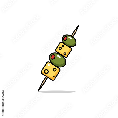 Doodle Skewer with Olives and Cheese Cubes
