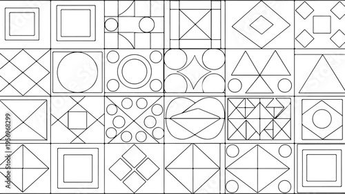 Set of 36 geometric shapes icons vector
