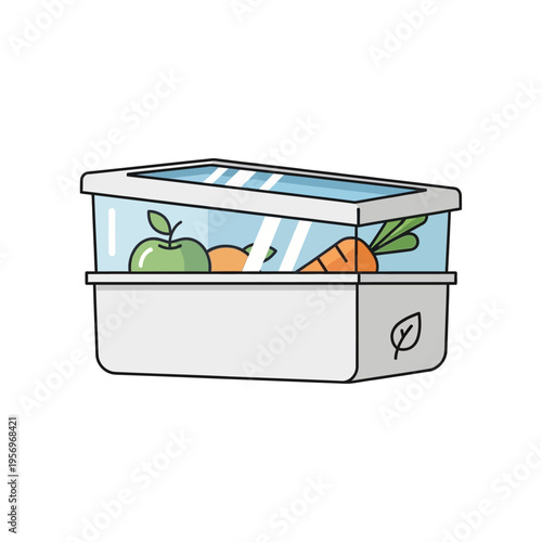 Fresh Produce Storage Container with Apple and Carrots - Healthy Food Preservation