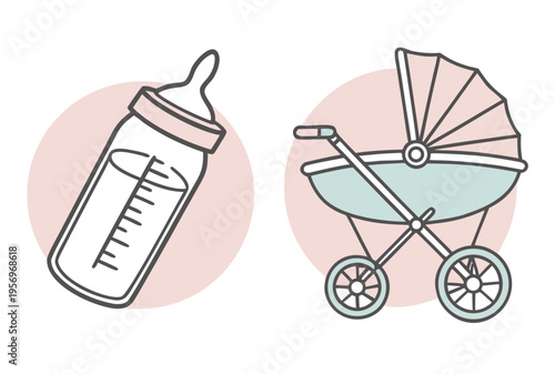 Baby bottle and stroller digital childcare