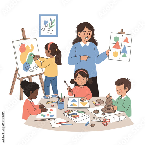 Children's Art Class: Teacher Guides Kids Painting, Drawing, Sculpting Creative Activities