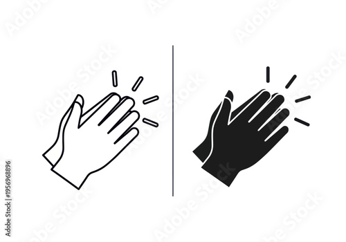 A graphic illustration of two hands clapping together in a celebratory gesture.