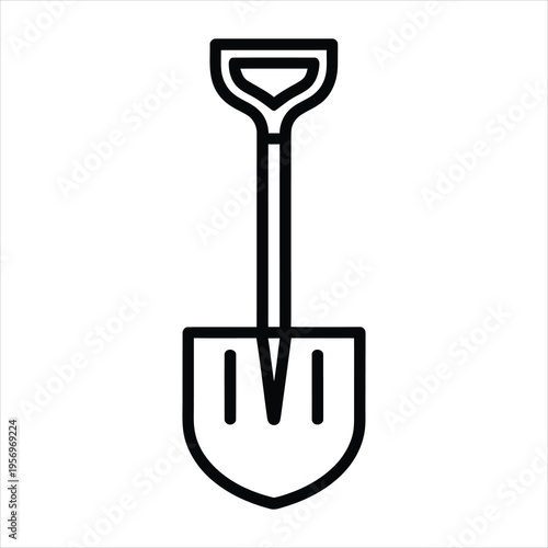 Simple outline icon illustration of a common garden or construction digging shovel