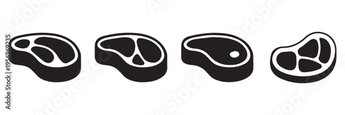 Meat Steak Icon Set – Beef Cuts Silhouette Vector, BBQ and Grilled Food Symbols for Restaurant and 
Butcher Design