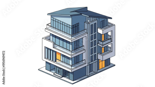 A modern building with balconies and windows is shown in illustration.