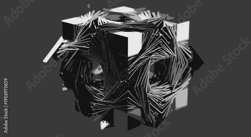 Abstract Geometric Structure with Intersecting Lines and Cubes