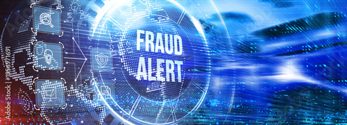 Fraud Alert Caution Defend Guard Notify Protect Concept. 3d illustration