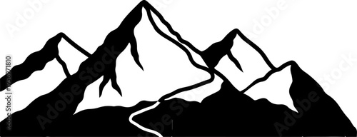 Black mountain range silhouette vector