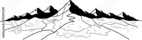 Vector mountain range landscape illustration