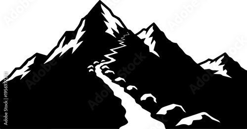 Vector mountain range silhouette icon