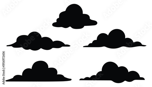 Cloud Icon Set Sky Weather Cloud Shapes Silhouette Collection Vector