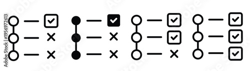 Checklist Icon Set Task List Workflow Check Mark Cross Process Symbols