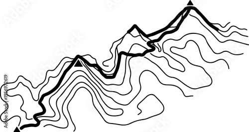 Vector topographic map contour lines illustration