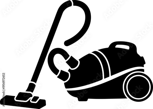 Black vacuum cleaner icon vector