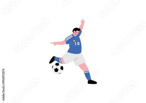 ボールを蹴るサッカー選手のイラストセット