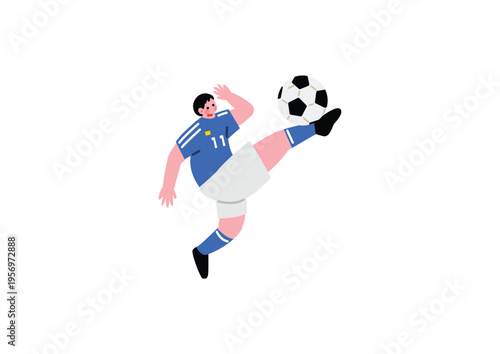 ボールを蹴るサッカー選手のイラスト
