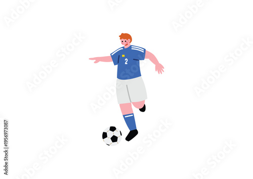 シュートするサッカー選手のイラスト