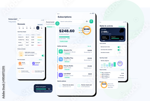 A clean user interface design for a mobile subscription management