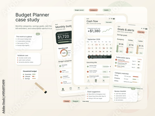 A professional UI/UX case study presentation for a mobile budget