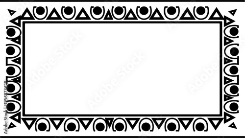Set of black and white geometric border frame vector