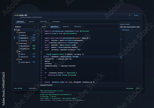A dark mode integrated development environment interface displays