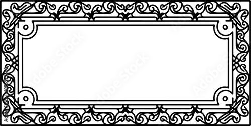 Vector ornate rectangular frame border with scroll design