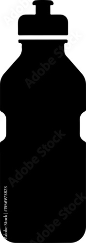Vector black silhouette of a sports water bottle