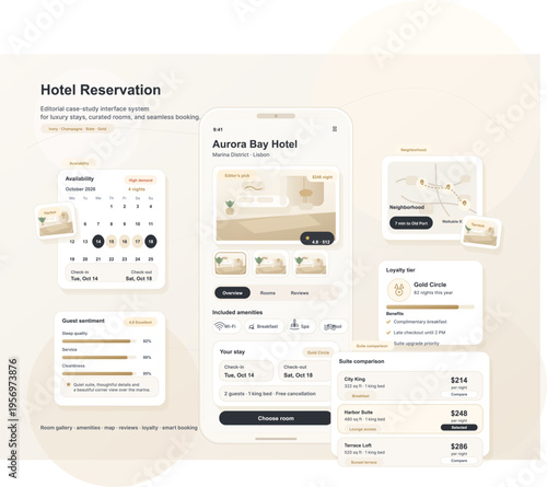 A clean and modern user interface design for a luxury hotel
