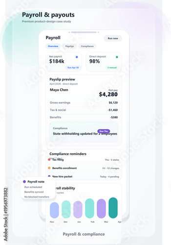 A modern mobile application interface design for payroll and payout