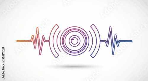 Abstract sound wave with concentric circles representing audio signal transmission and sound visualization