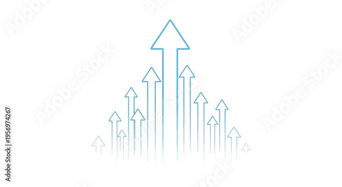 Multiple upward pointing arrows symbolizing growth, progress, and success against a clean white background