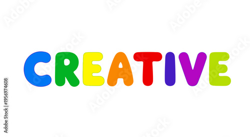 Vibrant and Playful 'Creative' Typography in a Spectrum of Rainbow Colors, Perfect for Inspiring Innovation and Joyful Learning Designs