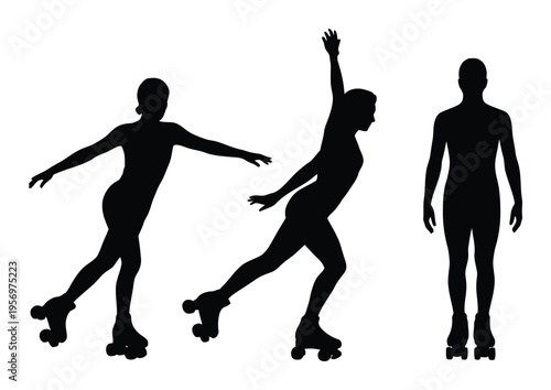 Roller Skating Silhouettes Vector Illustration