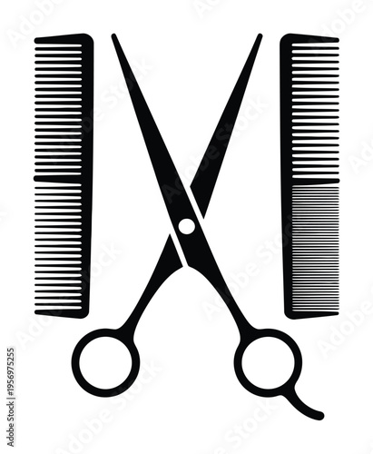 Scissors and Combs Hairdressing Vector Illustration