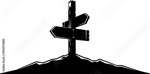directional signs, road signs, vector icons, black silhouette