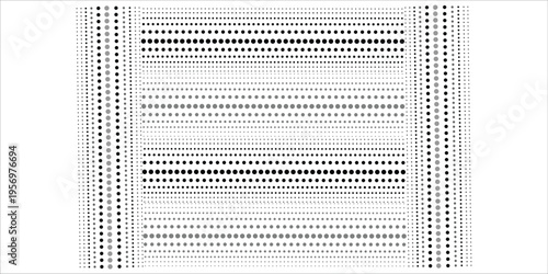 Abstract geometric composition featuring repeating rows of monochrome dots on a clean white background