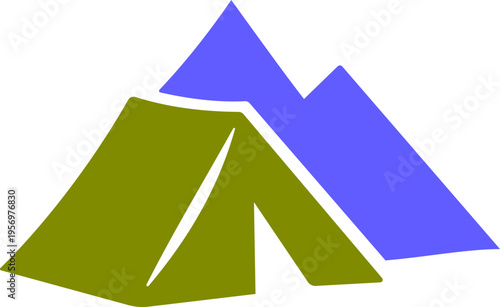 Camping tent icon outdoor adventure shelter symbols with camp tents, mountain and forest travel elements for hiking tourism nature trip vector illustration design