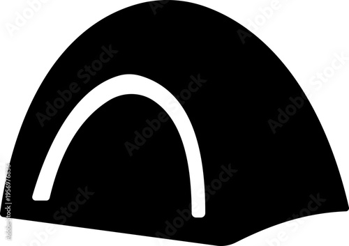 Camping tent icon outdoor adventure shelter symbols with camp tents, mountain and forest travel elements for hiking tourism nature trip vector illustration design