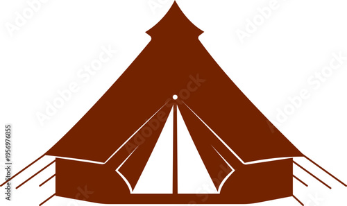 Camping tent icon outdoor adventure shelter symbols with camp tents, mountain and forest travel elements for hiking tourism nature trip vector illustration design