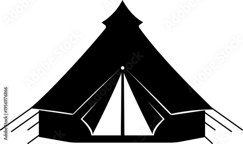 Camping tent icon outdoor adventure shelter symbols with camp tents, mountain and forest travel elements for hiking tourism nature trip vector illustration design