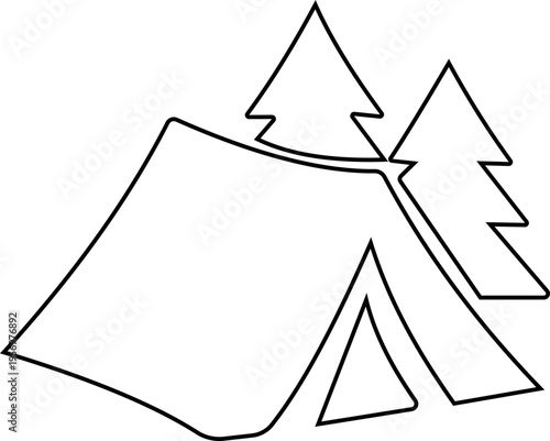 Camping tent icon outdoor adventure shelter symbols with camp tents, mountain and forest travel elements for hiking tourism nature trip vector illustration design