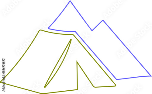 Camping tent icon outdoor adventure shelter symbols with camp tents, mountain and forest travel elements for hiking tourism nature trip vector illustration design